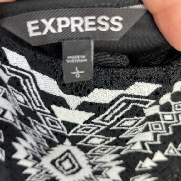 Express Womens Large Mini Dress Lace Sheer Sleeve Boho Cottage Core Summer Beach - Picture 7 of 8